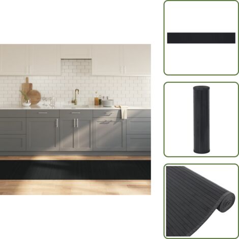 The Living Store Alfombra rectangular bambú negro 80x1000 cm - Alfombra rectangular