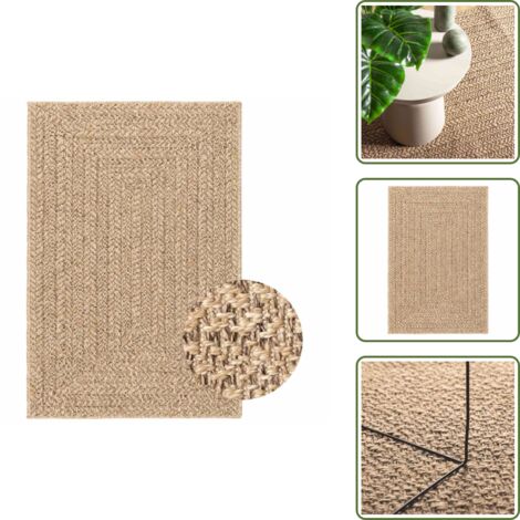 The Living Store Alfombra ZIZUR apariencia de yute interior y exterior 120x170cm - Alfombra interior