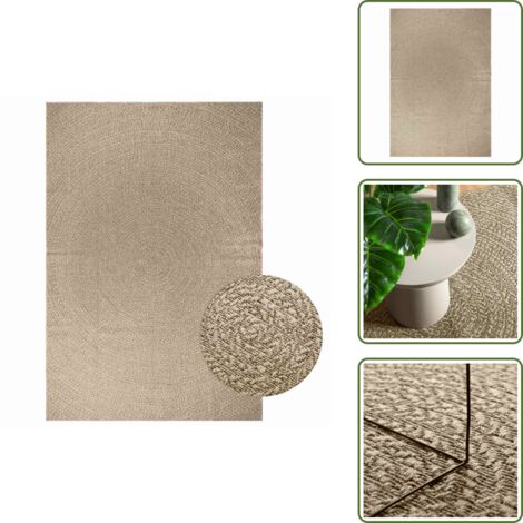 The Living Store Alfombra ZIZUR aspecto yute interior/exterior beige 200x290 cm - Alfombra interior