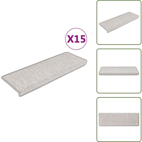 The Living Store Alfombrillas autoadhesivas sisal 15 uds platina 65x21x4 cm - Alfombras autoadhesivas