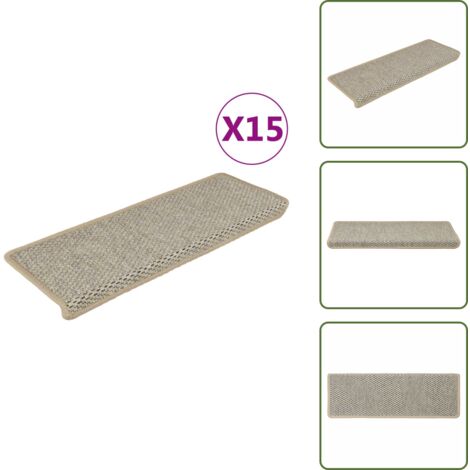 The Living Store Alfombrillas autoadhesivas sisal 15 uds verde claro 56x17x3 cm - Alfombras autoadhesivas