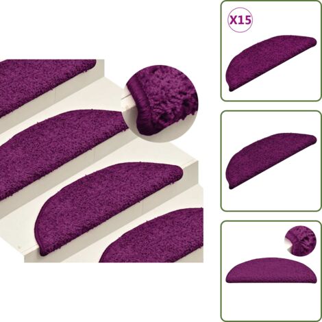 The Living Store Alfombrillas para escaleras 15 unidades 56x17x3 cm Rosa Semicircular - Alfombras para peldaños