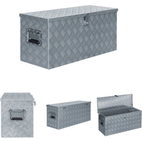 The Living Store Aluminiumkiste 90,5×35×40 cm Silbern - Werkzeugkästen