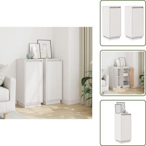 The Living Store Aparador 2 uds madera maciza de pino blanco 31,5x34x75 cm - Aparador de pino