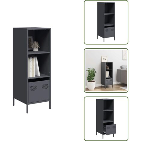The Living Store Aparador acero gris antracita 35x39x103,5 cm - Aparador gris antracita