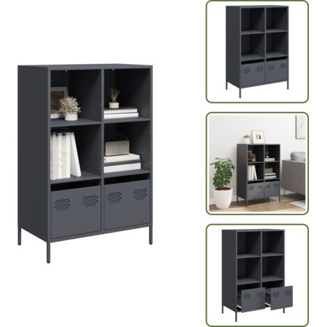 The Living Store Aparador acero gris antracita 68x39x103,5 cm - Aparador gris antracita
