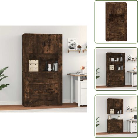 The Living Store Aparador alto madera contrachapada roble ahumado - Mueble de pared