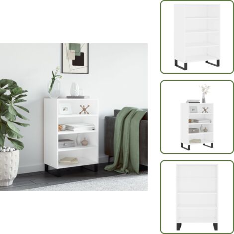The Living Store Aparador alto madera de ingeniería blanco 57x35x90 cm - Mueble de almacenamiento