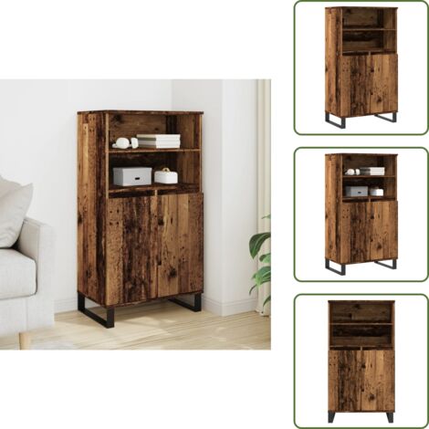 The Living Store Aparador alto madera de ingeniería envejecida 60x36x110 cm - Aparador madera