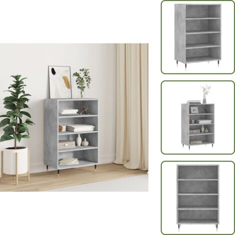 The Living Store Aparador alto madera de ingeniería gris hormigón 57x35x90 cm - Mueble de almacenamiento