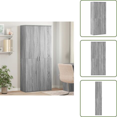 The Living Store Aparador alto madera de ingeniería gris Sonoma 80x35x180 cm - Aparador de madera