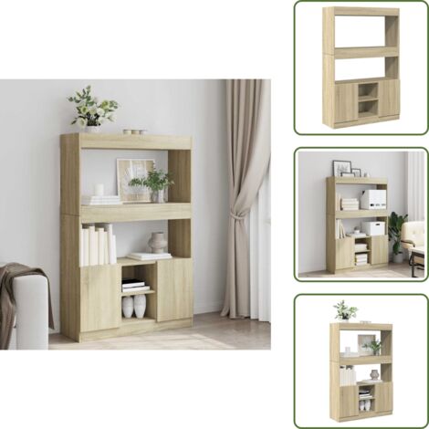 The Living Store Aparador alto madera de ingeniería roble Sonoma 92x33x140 cm - Estante de madera