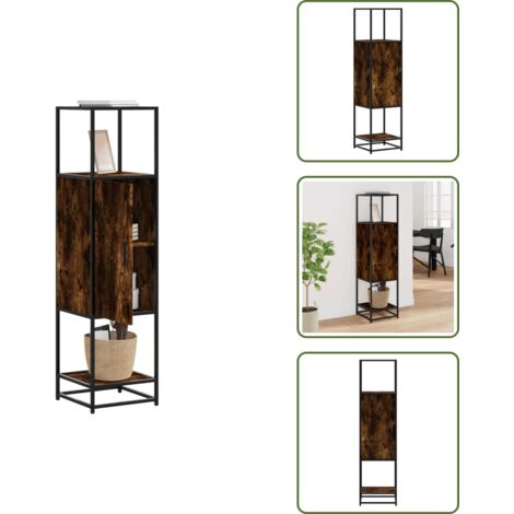 The Living Store Aparador alto madera de ingeniería y metal 35,5x35x139 cm - Almacenamiento