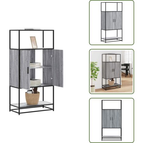 The Living Store Aparador alto madera de ingeniería y metal gris Sonoma - Almacenamiento
