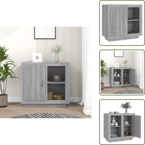The Living Store Aparador color gris Sonoma 80x40x75 cm - Aparador de madera