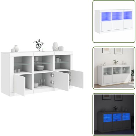 The Living Store Aparador con luces LED blanco 123x37x67 cm - Aparador moderno