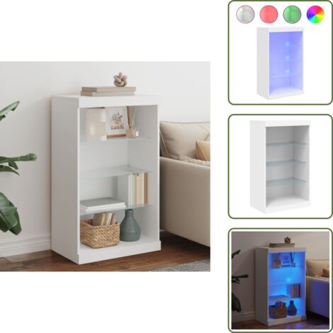 The Living Store Aparador con luces LED blanco 60,5x37x100 cm - Aparador moderno