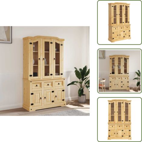 The Living Store Aparador Corona madera maciza pino mexicano 112x43x196 cm - Madera maciza