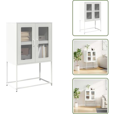 The Living Store Aparador de acero blanco 68x39x107 cm - Almacenamiento de cocina