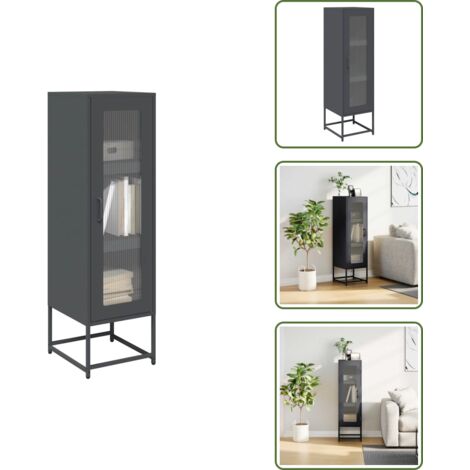 The Living Store Aparador de acero laminado en frío antracita 36x39x123 cm - Almacenamiento en casa