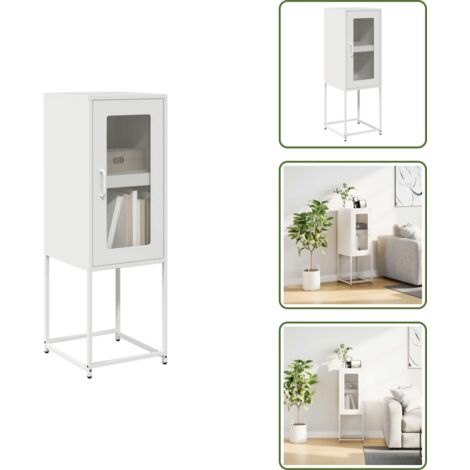 The Living Store Aparador de acero laminado en frío blanco 36x39x107 cm - Aparador
