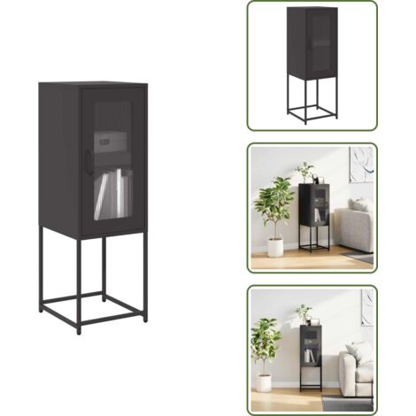The Living Store Aparador de acero laminado en frío negro 36x39x107 cm - Aparador