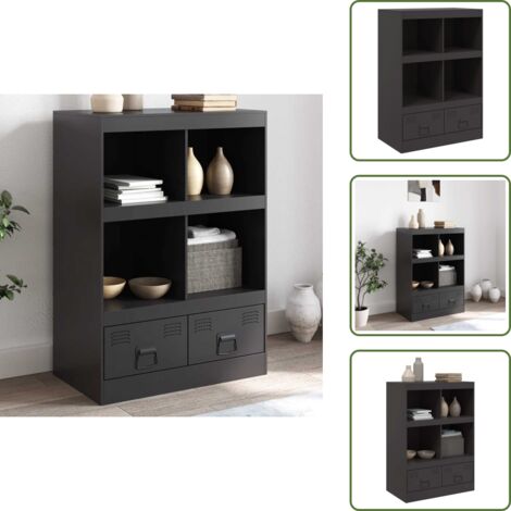 The Living Store Aparador de acero negro 67x39x95 cm - Aparador de acero