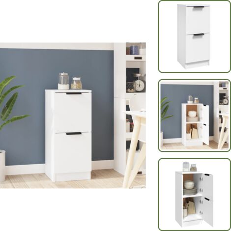 The Living Store Aparador de madera contrachapada blanco 30x30x70 cm - Aparador moderno