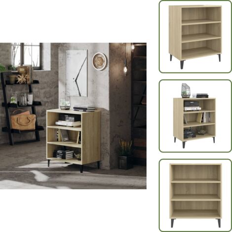 The Living Store Aparador de madera contrachapada color roble Sonoma 57x35x70 cm - Aparador de madera contrachapada