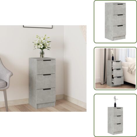 The Living Store Aparador de madera contrachapada gris hormigón 30x30x70 cm - Aparador gris hormigón