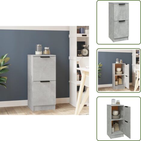 The Living Store Aparador de madera contrachapada gris hormigón 30x30x70 cm - Aparador gris hormigón