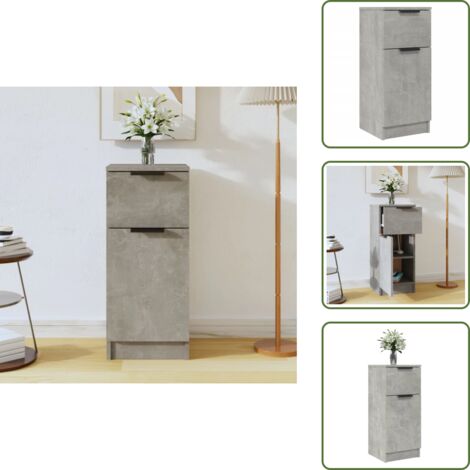 The Living Store Aparador de madera contrachapada gris hormigón 30x30x70 cm - Aparador gris hormigón
