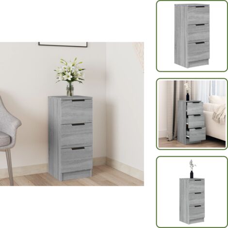 The Living Store Aparador de madera contrachapada gris Sonoma 30x30x70 cm - Aparador gris Sonoma