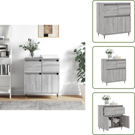 The Living Store Aparador de madera contrachapada gris Sonoma 60x35x70 cm - Aparador de madera