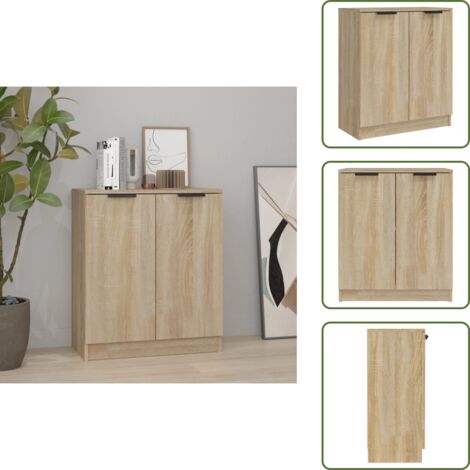 The Living Store Aparador de madera contrachapada roble Sonoma 60x30x70 cm - Aparador de roble Sonoma
