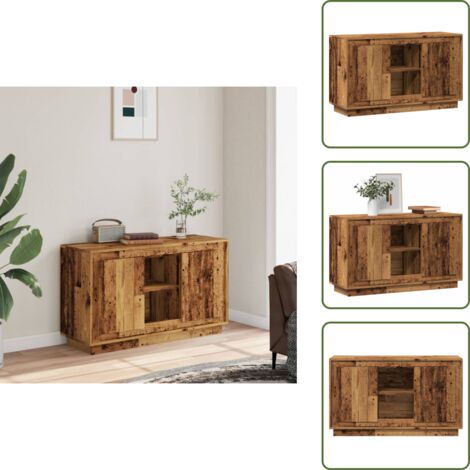 The Living Store Aparador de madera de ingeniería envejecida 102x35x60 cm - Aparador de madera