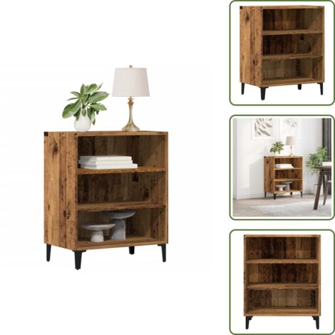 The Living Store Aparador de madera de ingeniería envejecida 57x35x70 cm - Aparador de madera