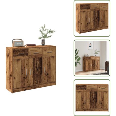 The Living Store Aparador de madera de ingeniería envejecida 91x28x75 cm - Aparador de madera
