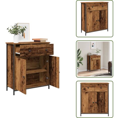 The Living Store Aparador de madera de ingeniería madera envejecida 70x30x80 cm - Aparador de madera