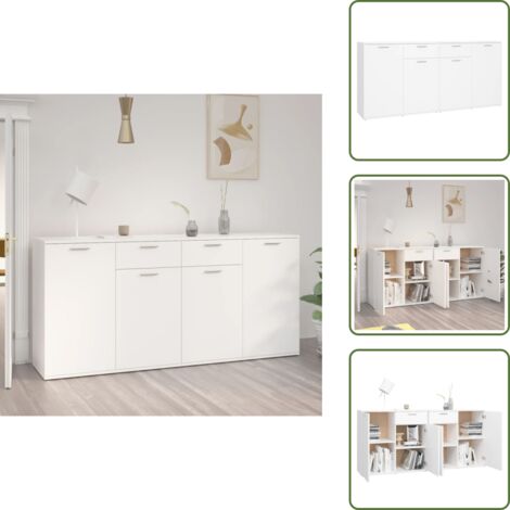 The Living Store Aparador de madera de ingeniería negro 160x36x75 cm - Almacenamiento moderno