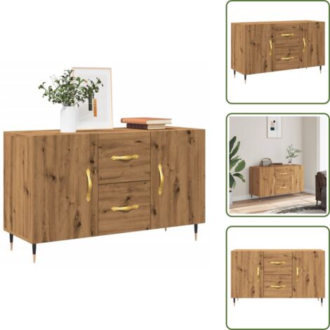 The Living Store Aparador de madera de ingeniería roble artisan 100x36x60 cm - Aparador de madera