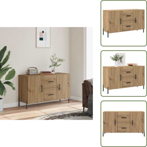 The Living Store Aparador de madera de ingeniería roble artisan 100x36x60 cm - Aparador de madera