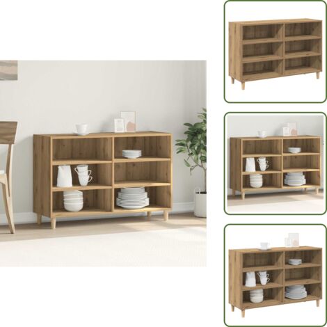 The Living Store Aparador de madera de ingeniería roble artisan 103,5x35x70 cm - Aparador de roble
