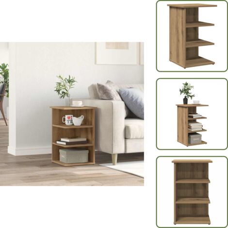 The Living Store Aparador de madera de ingeniería roble artisan 35x35x55 cm - Almacenamiento