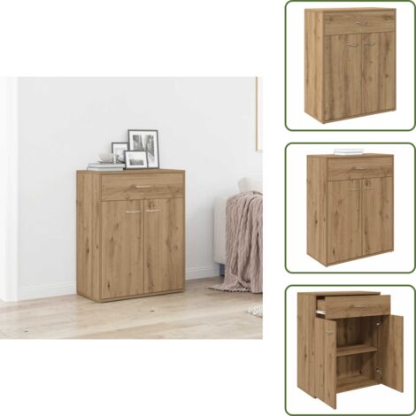 The Living Store Aparador de madera de ingeniería roble artisan 60x30x75 cm - Almacenamiento