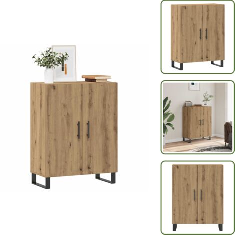The Living Store Aparador de madera de ingeniería roble artisan 69,5x34x90 cm - Aparador de roble
