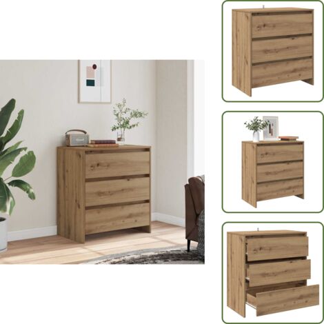 The Living Store Aparador de madera de ingeniería roble artisan 70x41x75 cm - Almacenamiento