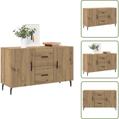 The Living Store Aparador de madera de ingeniería roble artisian 100x36x60 cm - Aparador de madera