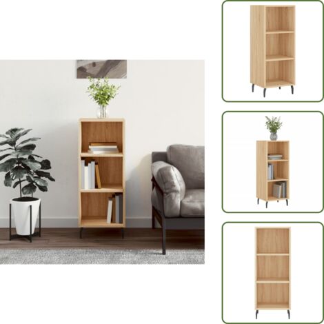 The Living Store Aparador de madera de ingeniería roble Sonoma 34,5x32,5x90 cm - Almacenamiento