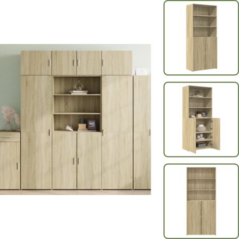 The Living Store Aparador de madera de ingeniería roble Sonoma 80x42,5x185 cm - Aparador de roble